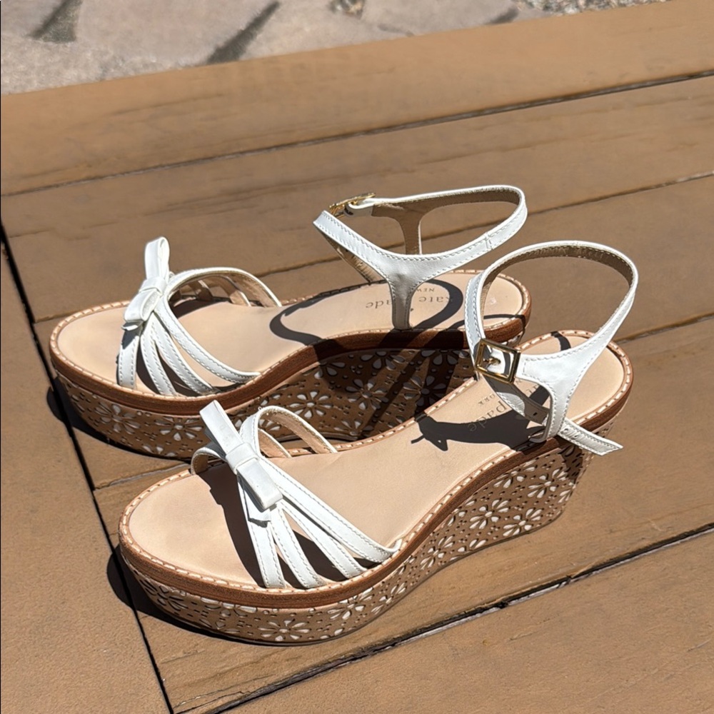Vince Camuto White Wedge Sandals with Strappy Design